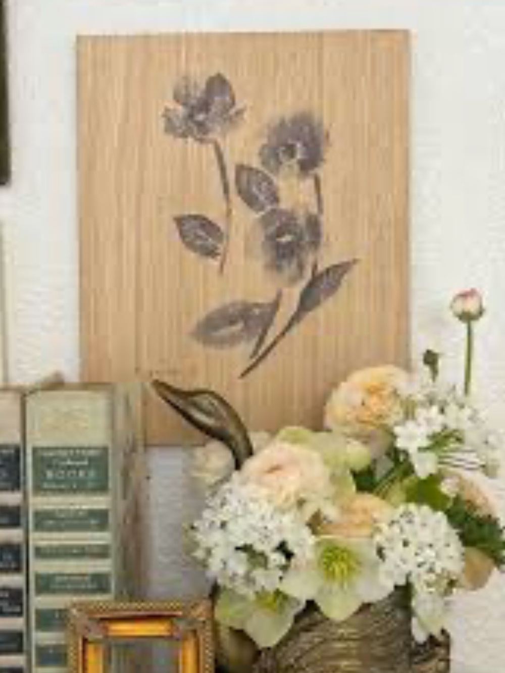 Hearth & Hand Floral Wood Wall Art — Neutral Beige Botanical print